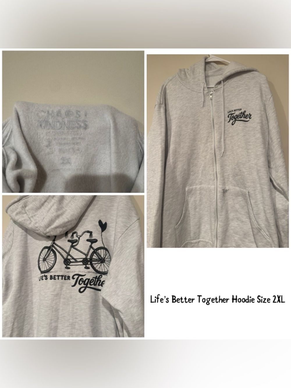 Life's Better Together Gray Zip Hoodie